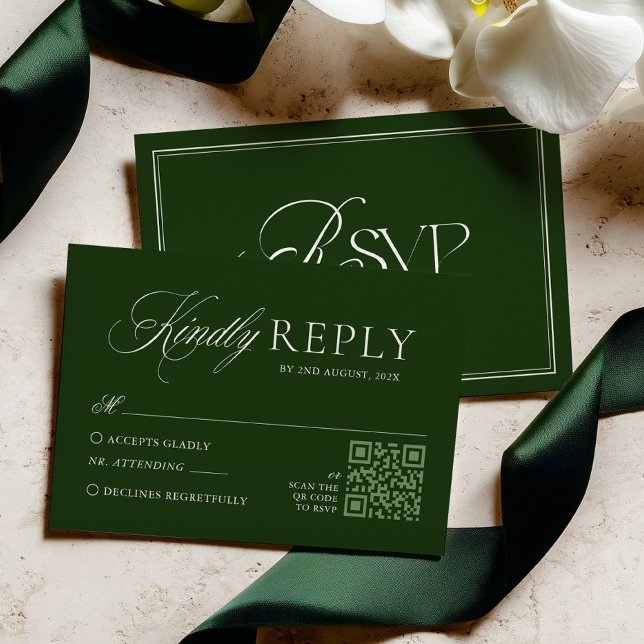 Cartons Réponse Mariage Classique Vert Foncé (Créateur téléchargé)