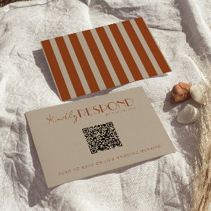 Cartons Réponse Mariage Code QR Boho Old Money Taupe Orange Brûlée