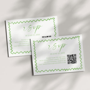 Cartons Réponse Mariage Code QR Bordure Ondulée Vert Citron Fantai