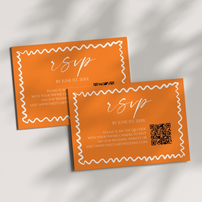 Cartons Réponse Mariage code QR Citron orange Fantaisiste (Créateur téléchargé)