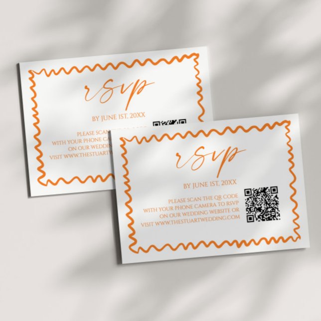 Cartons Réponse Mariage code QR Citron Orange Fantaisiste (Créateur téléchargé)