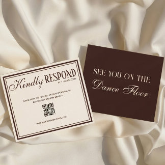 Cartons Réponse Mariage Code QR Crème Brun Chocolat Ancienne Fortu