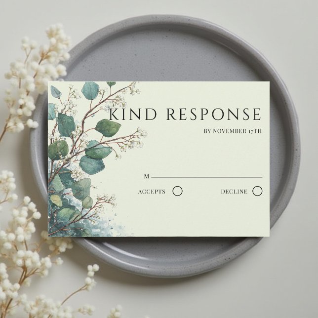 Cartons Réponse Mariage Code QR Eucalyptus Vert Sauge (Créateur téléchargé)