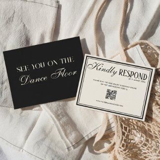 Cartons Réponse Mariage Code QR Fantaisie Crème Ivoire Ancien Arge