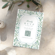 Mariage Code QR Floral Botanique Vintage Sage