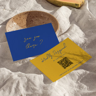 Cartons Réponse Mariage Code QR Italien Jaune Bleu Écrit à la Main
