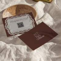 Mariage Code QR Rétro Dentelle Brun Chocolat Vinta