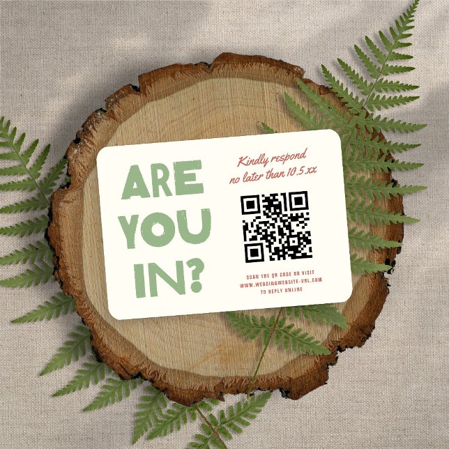 Cartons Réponse Mariage Code QR Ton Terre Funky Moderne Gras (Créateur téléchargé)