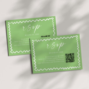 Cartons Réponse Mariage Code QR Vert Citron Fantaisiste