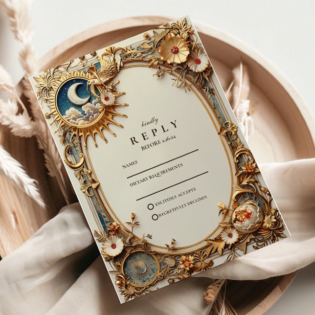 Cartons Réponse Mariage Constellation Vintage Cosmique (Créateur téléchargé)