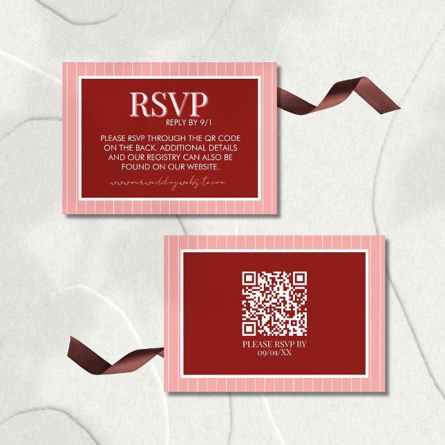 Cartons Réponse Mariage Contemporain Élégant Rose et Rouge (Invite guests to your big day in style with this Stylish Contemporary Pink and Red Wedding RSVP!)