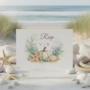 Cartons Réponse Mariage Coquillage Citrouille Automne Côtiers