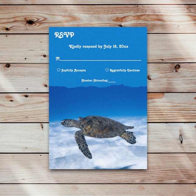 Cartons Réponse Mariage côtier de la tortue aquatique sous-marine (Créateur téléchargé)