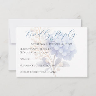 Cartons Réponse Mariage couleur bleu d'aquarelle romantique Pearl 
