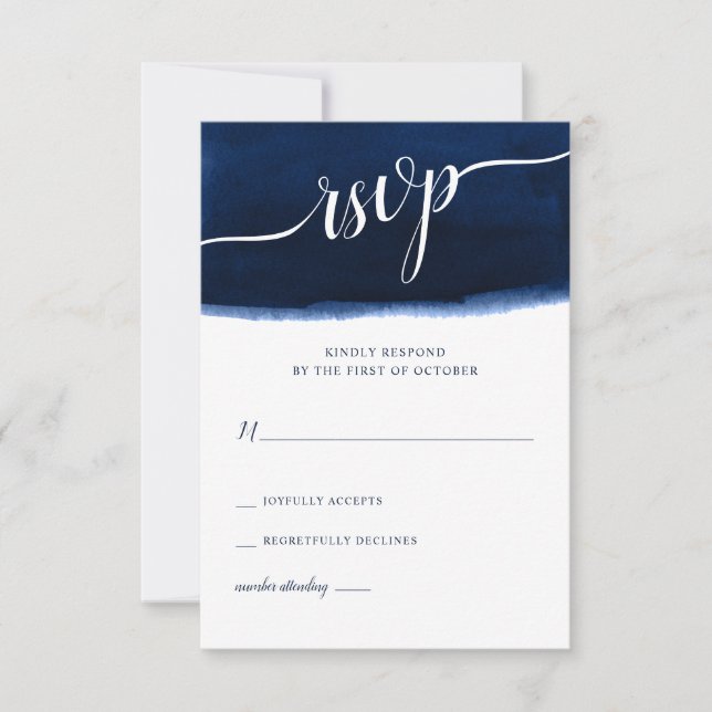 Cartons Réponse Mariage couleur bleu marine (Devant)