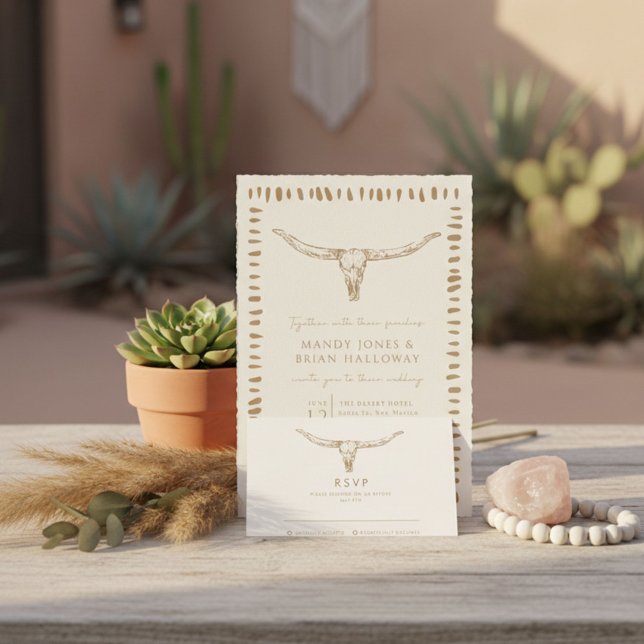 Cartons Réponse Mariage Cowboy Boho Désert (Desert Boho Cowboy Wedding RSVP Card)