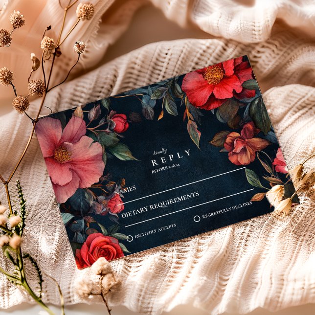 Cartons Réponse Mariage Crimson Noir  (Créateur téléchargé)