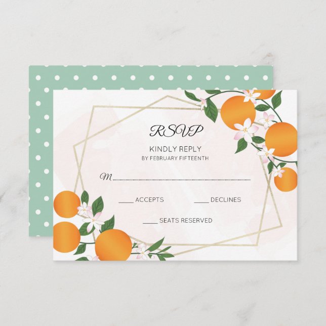 Cartons Réponse Mariage d'agrumes à fleurs orange (Devant / Derrière)