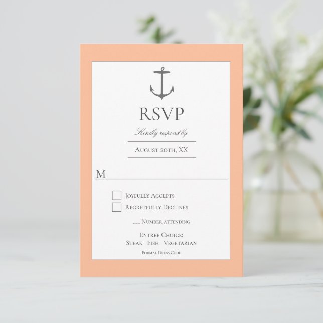 Cartons Réponse Mariage d'Ancres nautiques simple | Pêche (Debout devant)