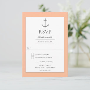 Cartons Réponse Mariage d'Ancres nautiques simple   Pêche