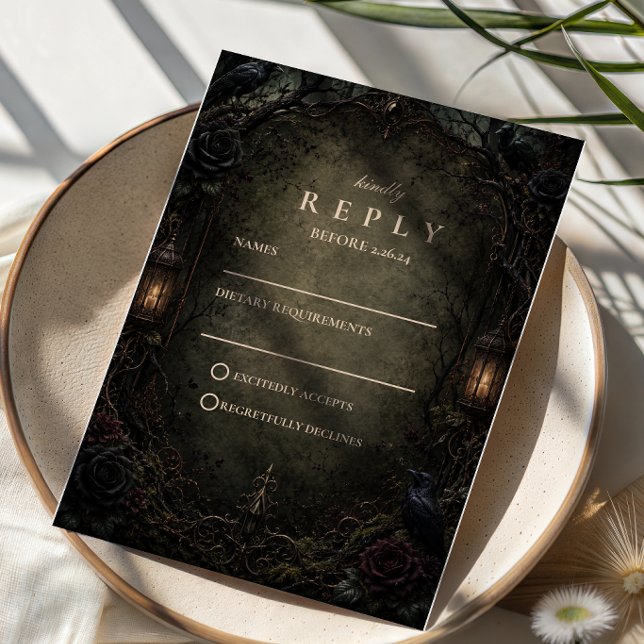 Cartons Réponse Mariage dans la forêt gothique enchantée (Créateur téléchargé)
