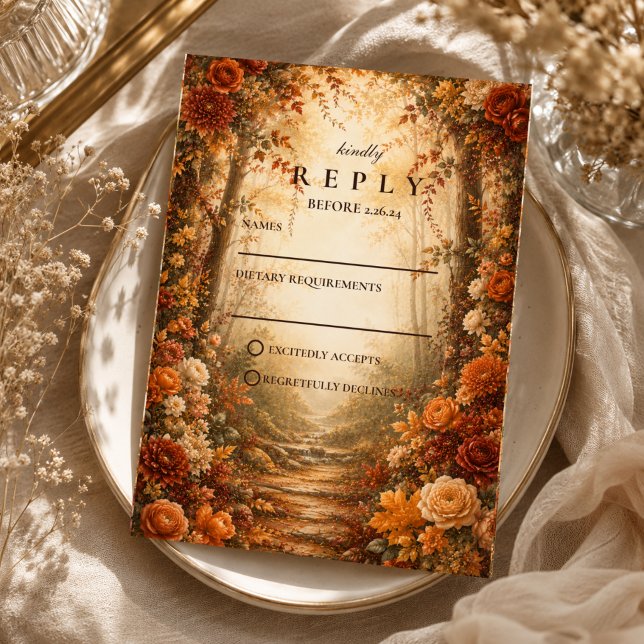 Cartons Réponse Mariage dans une forêt automnale enchantée (Créateur téléchargé)