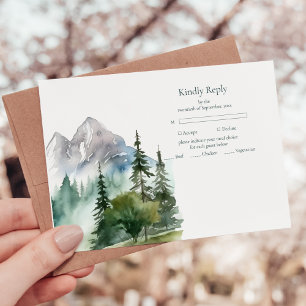 Cartons Réponse Mariage dans une forêt de montagne rustique avec d
