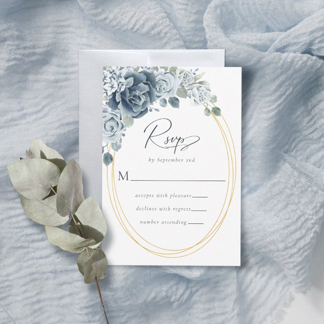 Cartons Réponse Mariage d'aquarelle bleu foncé (Créateur téléchargé)