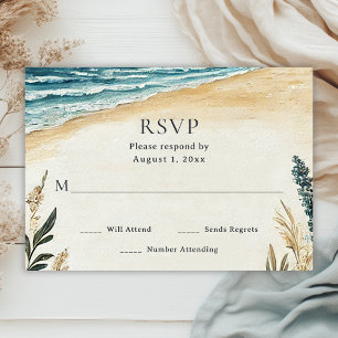 Cartons Réponse Mariage d'aquarelle Coastal Chic Beach
