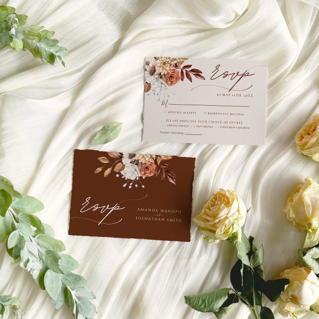 Cartons Réponse Mariage d'aquarelle d'automne de la nature (Créateur téléchargé)