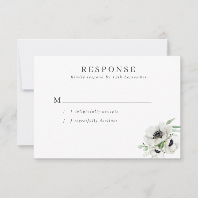 Cartons Réponse Mariage d'aquarelle d'hiver (Devant)