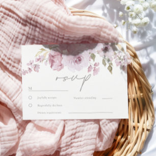 Cartons Réponse Mariage d'aquarelle florale Mauve Blush Dusty