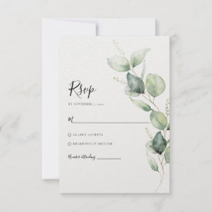 Cartons Réponse Mariage d'aquarelle minimaliste Eucalyptus