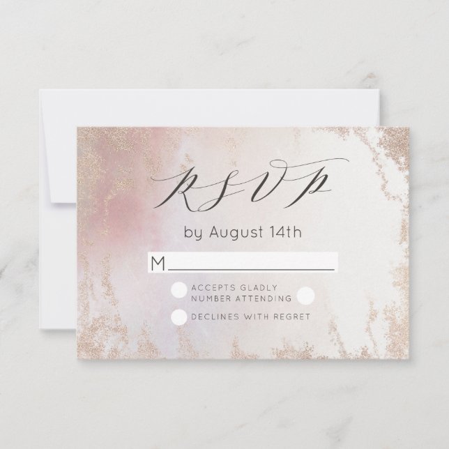 Cartons Réponse Mariage d'aquarelle Ombre Blush Pink Froid (Devant)