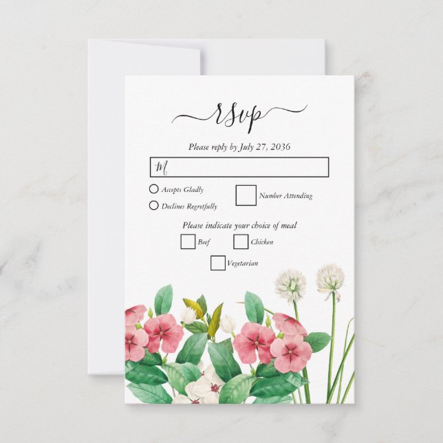 Cartons Réponse Mariage d'aquarelle périphérique fleur sauvage (Devant)