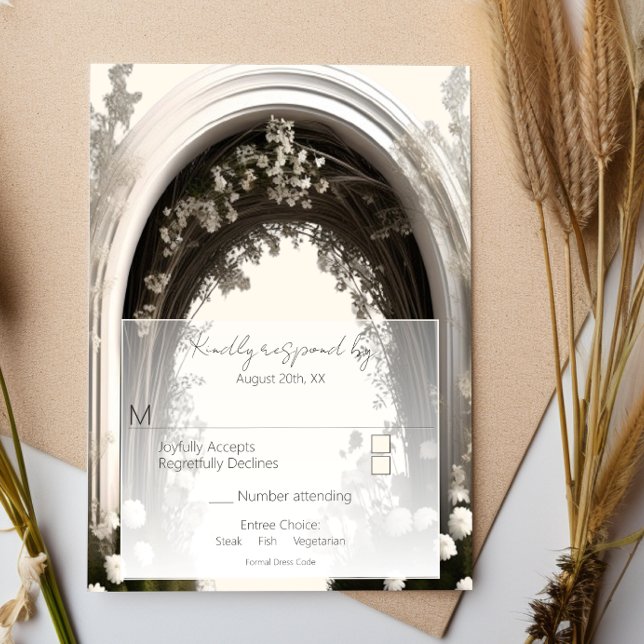 Cartons Réponse Mariage d'arche botanique romantique (Romantic Boho Botanical Arch Wedding RSVP)