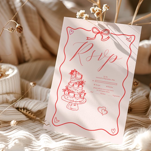 Cartons Réponse Mariage d'art de gribouillis rétro (Créateur téléchargé)