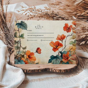 Cartons Réponse Mariage d'automne à fleurs traînantes