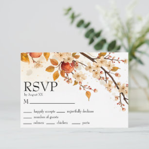 Cartons Réponse Mariage d'Automne aux Pommes et Fleurs