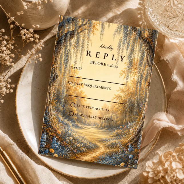 Cartons Réponse Mariage d'automne bleu élégant (Créateur téléchargé)