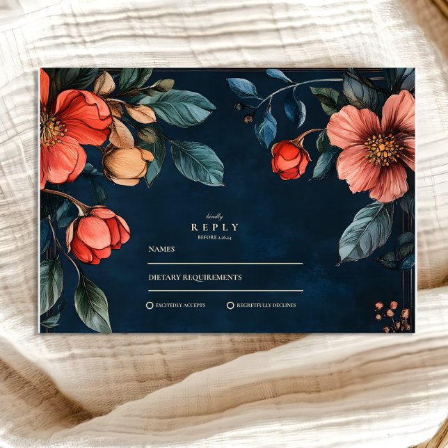 Cartons Réponse Mariage d'automne gothique floral (Créateur téléchargé)