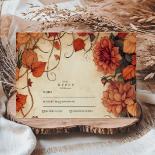 Cartons Réponse Mariage d'automne rustique Floral vintage Création