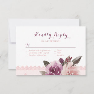 Cartons Réponse Mariage de automne de dentelle florale rustique RS