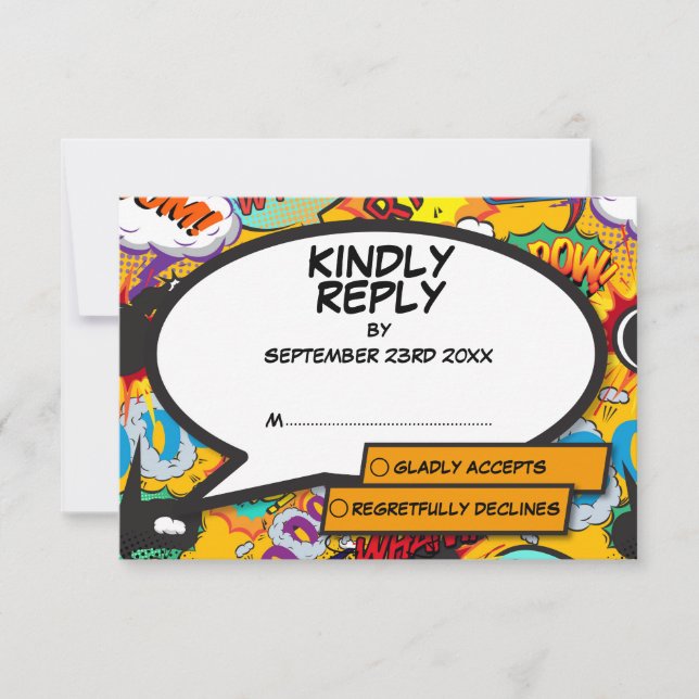 Cartons Réponse Mariage de bandes dessinées moderne (Devant)