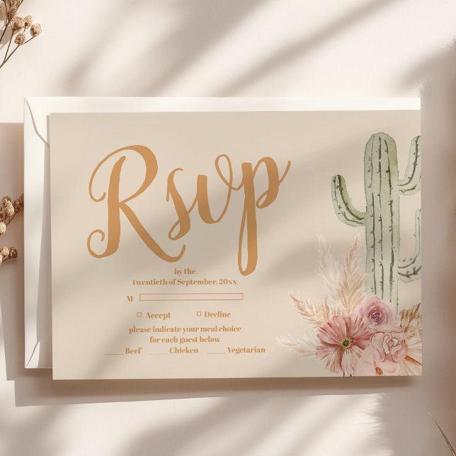 Cartons Réponse Mariage de Boho Desert Cactus (Créateur téléchargé)