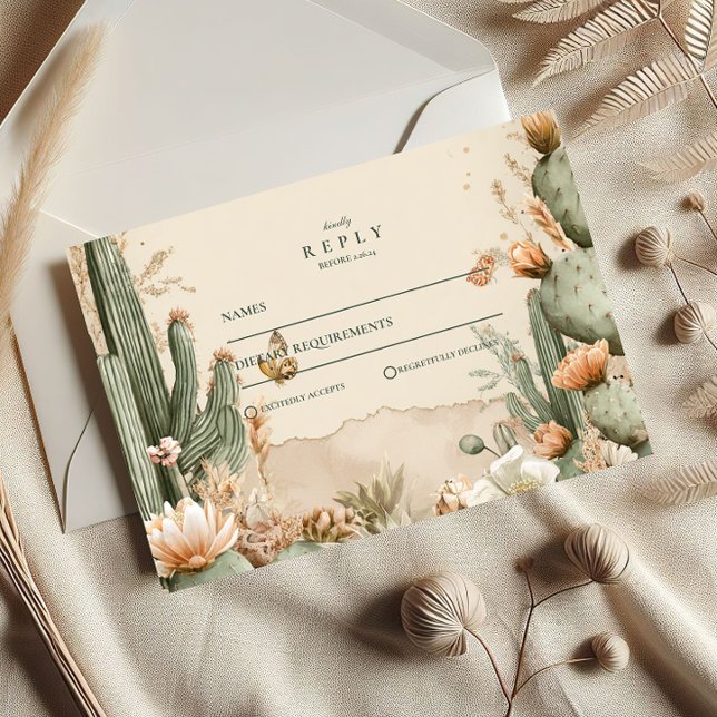 Cartons Réponse Mariage de Boho Desert Mountain Cactus (Créateur téléchargé)