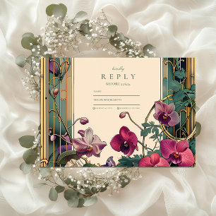 Cartons Réponse Mariage de cadre orchidée Art nouveau