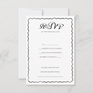 Cartons Réponse Mariage de cadre Whimsical noir et blanc simple