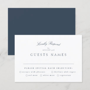 Cartons Réponse Mariage de calligraphie bleue de marine classique