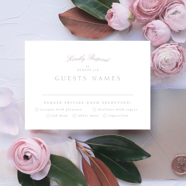 Cartons Réponse Mariage de calligraphie classique rose (Créateur téléchargé)